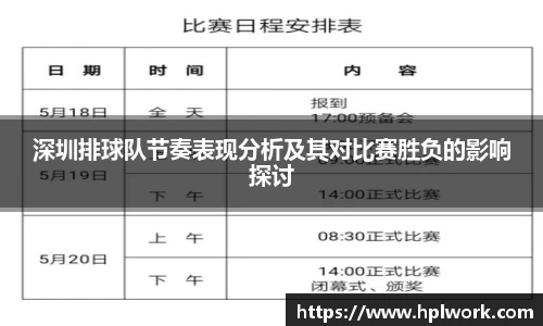 深圳排球队节奏表现分析及其对比赛胜负的影响探讨